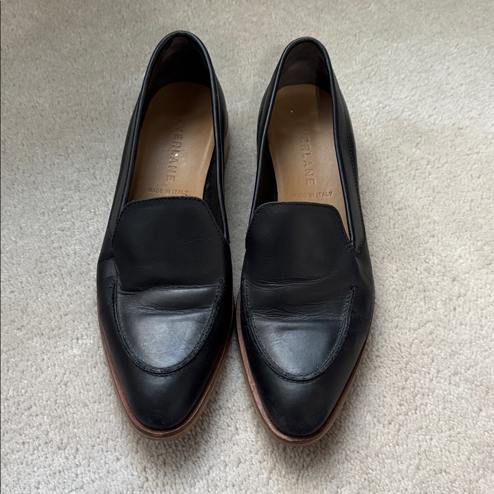 Everlane Black Leather Pointed Loafers